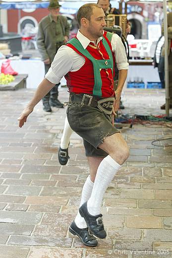 Entertainers in national costume at a farmers market in Kufstein, Austria