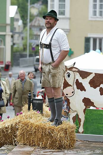 Entertainers in national costume at a farmers market in Kufstein, Austria