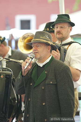 Entertainers in national costume at a farmers market in Kufstein, Austria