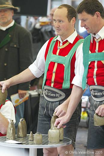 Entertainers in national costume at a farmers market in Kufstein, Austria