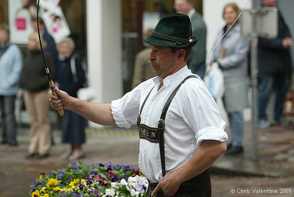 Entertainers in national costume at a farmers market in Kufstein, Austria