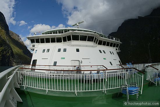 Geiranger Fjord<br />Looking back from bow on MS Finnmarken