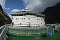 Geiranger Fjord<br />Looking back from bow on M/S Finnmarken